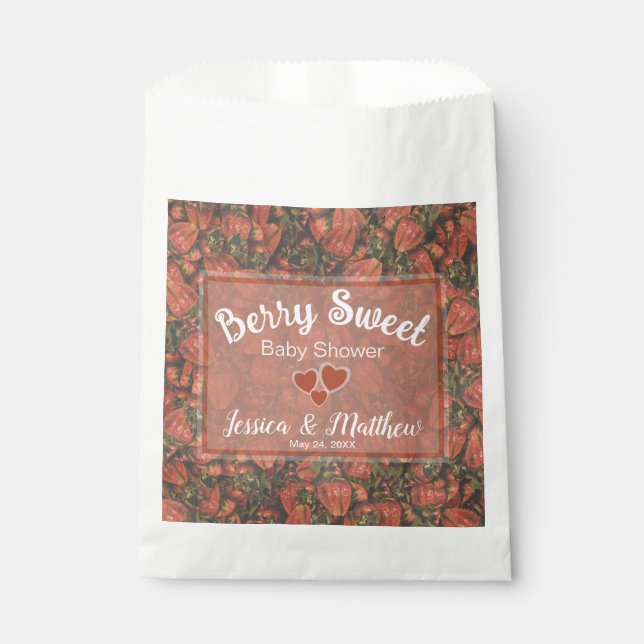 Sacolinha Berry Sweet Chá de fraldas Favor Bolsas - Morangos (Frente)