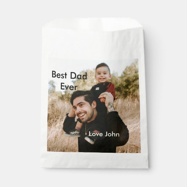 Sacolinha Best dad ever father's dad gift photo name simple  (Frente)