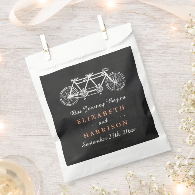 Sacolinha Bicicleta Tandem No Casamento De Chalkboard (Cortado)