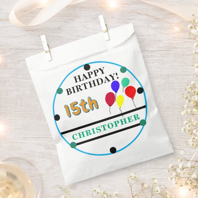 Sacolinha Birthday Balloons Orange Green Name (Cortado)