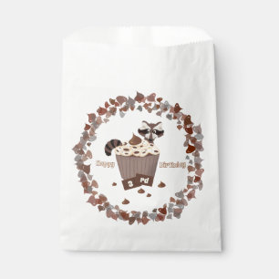 Sacolinha Birthday de Chocolate Raccoon Monocromático