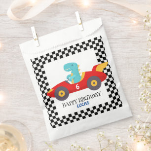 Sacolinha Birthday Dinosaur, carro de corrida, nome do garot