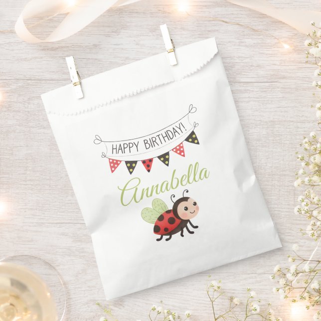 Sacolinha Birthday Ladybug Treat Bag (Cortado)