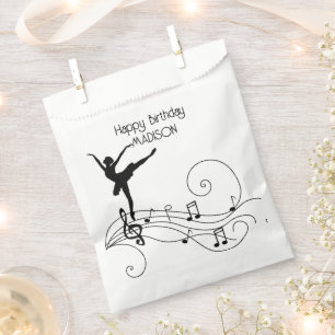 Sacolinha Black Music Notes e Ballerina Favor Bag