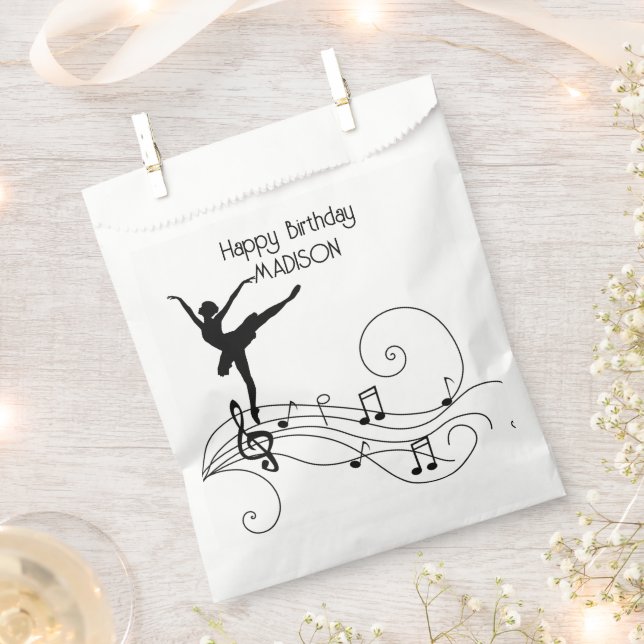 Sacolinha Black Music Notes e Ballerina Favor Bag (Cortado)