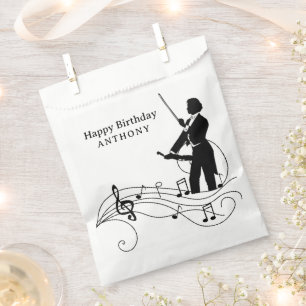 Sacolinha Black Music Notes e Violinista Favor Bag
