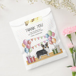 Sacolinha Black Tricolor Pembroke Corgi Aniversário Obrigado