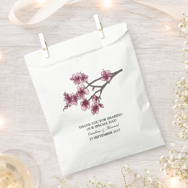 Sacolinha Blossomas de Cereja Simples Rosa Favorecem Bolsas (Cortado)
