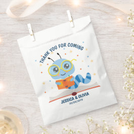 Sacolinha Blue Bookworm Theme Favor Bag