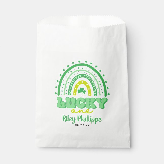 Sacolinha Blue Clover & Rainbow Lucky One First Birday (Frente)