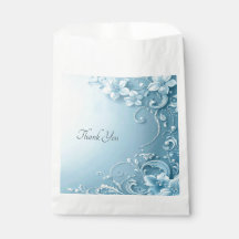 Blue Decorative Floral Favor Bag