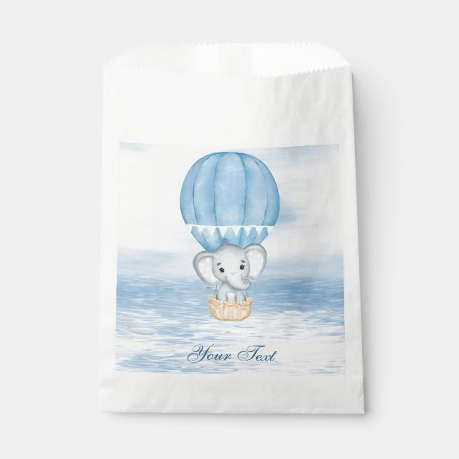 Sacolinha Blue Elephant Hot Air Balloon Favor Bag (Frente)