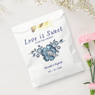 Sacolinha Blue Flower Love é Sweet Wedding Present