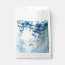 Blue Flowers and Pearls Favor Bag