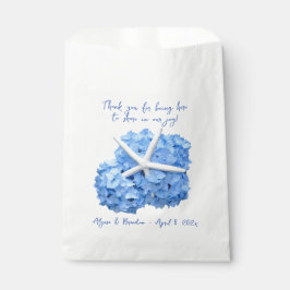 Sacolinha Blue Hydrangea Starfish Bolsas de casamento de pra