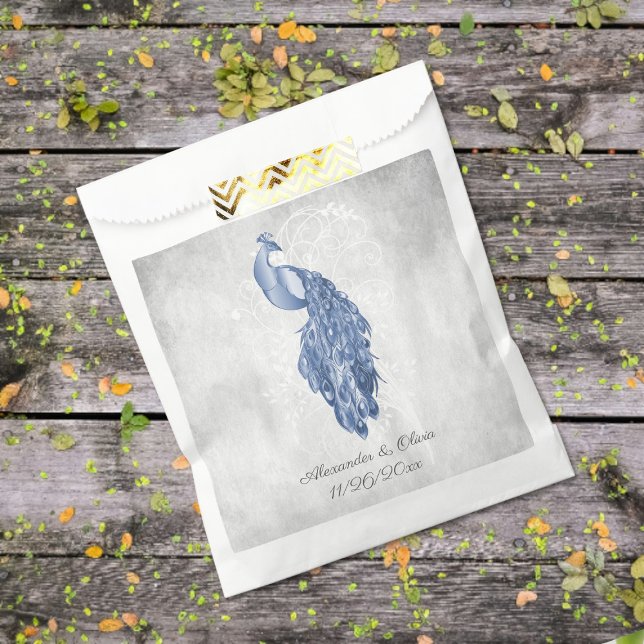 Sacolinha Blue Peacock Wedding Favor Bag (Blue Peacock Wedding Favor Bags)