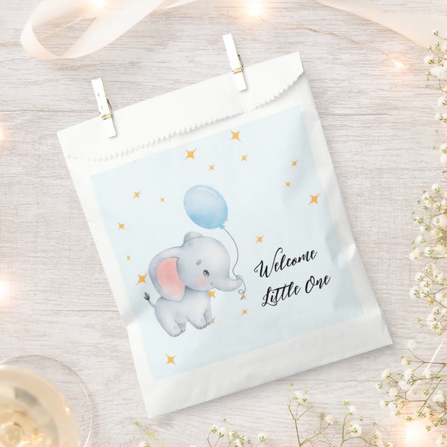 Sacolinha Blue Playful Elephants Baby Shower (Cortado)