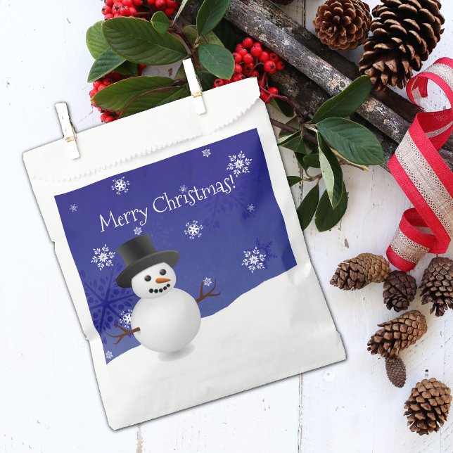 Sacolinha Blue Snowman Winter Scenery Christmas Favor Bolsas (Blue Snowman winter Scenery Christmas Favor Bag)