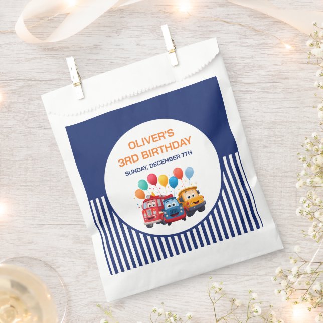 Sacolinha Blue Striped Truck Birthday Theme (Cortado)