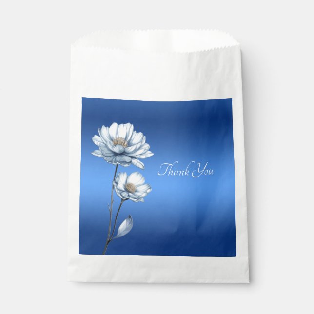 Sacolinha Blue Watercolor Flowers Favor Bag (Frente)