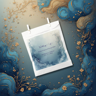 Sacolinha blue white Dreamy coastal marble ink wedding