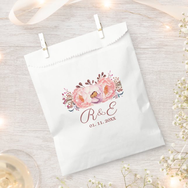 Sacolinha Blush Floral Personalizado Bolsas Favoráveis de Ca (Cortado)