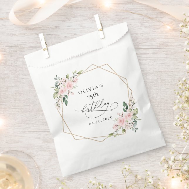 Sacolinha Blush Flowers, Pink Flowers, Boho, Birthday (Cortado)