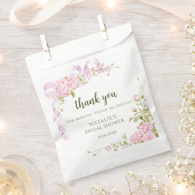 Sacolinha Blush Pink Roses Chic Bridal Shower Thank You (Cortado)