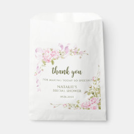 Sacolinha Blush Pink Roses Chic Bridal Shower Thank You