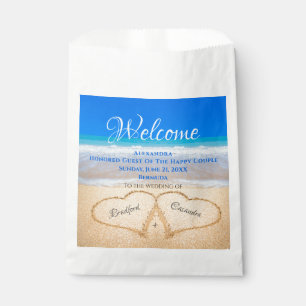 Sacolinha Boas-vindas ao casamento de praia em areia
