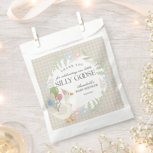 Sacolinha Bobo Beige Goose Floral Gingham Chá de fraldas (Cortado)