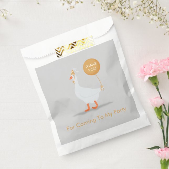 Sacolinha Bobo Goose Birthday Obrigado Cinza e amarelo (Selado)