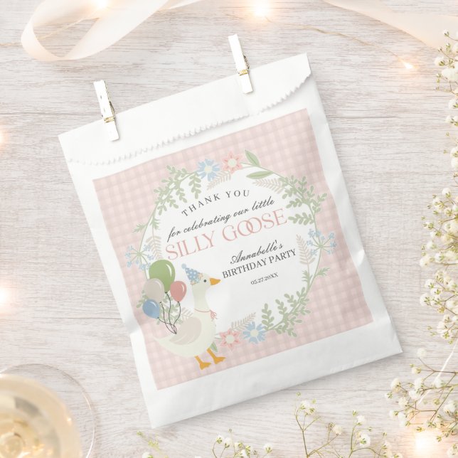 Sacolinha Bobo Rosa Goose Floral Gingham Floral Favoritos de (Cortado)