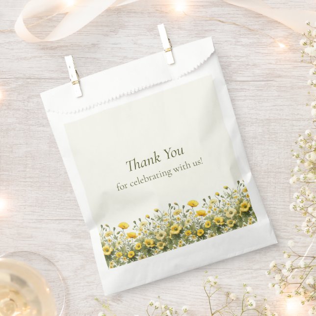 Sacolinha Boho Amarelo Flores Selvagens, Olive Obrigado Casa (Cortado)