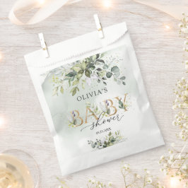 Sacolinha Boho aquarela verde Chá de fraldas de letras doura