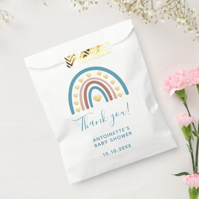Sacolinha Boho Arco-íris Azul Obrigado Chuveiro de Bebê (Selado)