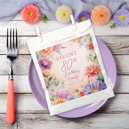 Sacolinha Boho Aster Flowers Floral 80th Birthday Party