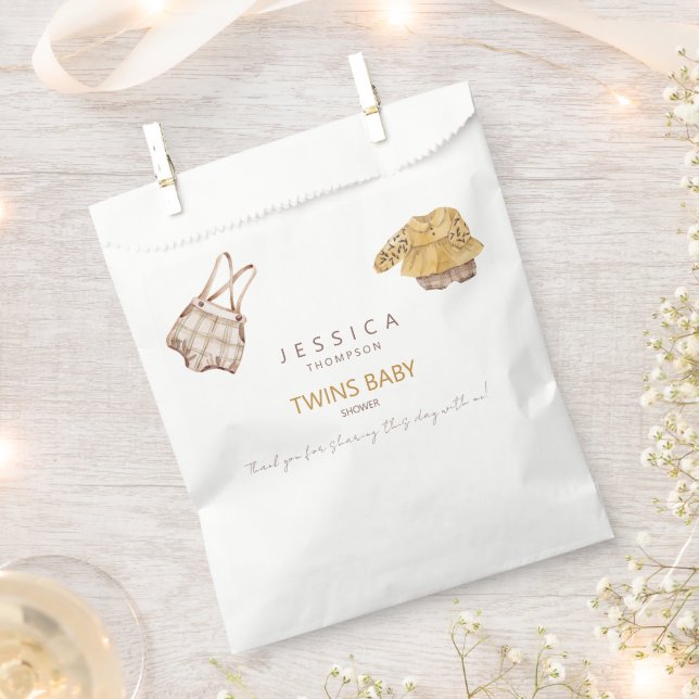 Sacolinha Boho Baby Clothes Twins Chá de fraldas Favor Bolsa (Cortado)