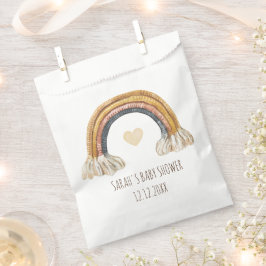 Sacolinha Boho Baby Watercolor Rainbow Heart Beige Favor Bag