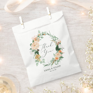 Sacolinha Boho Botânico Peach Watercolor Casamento Obrigado