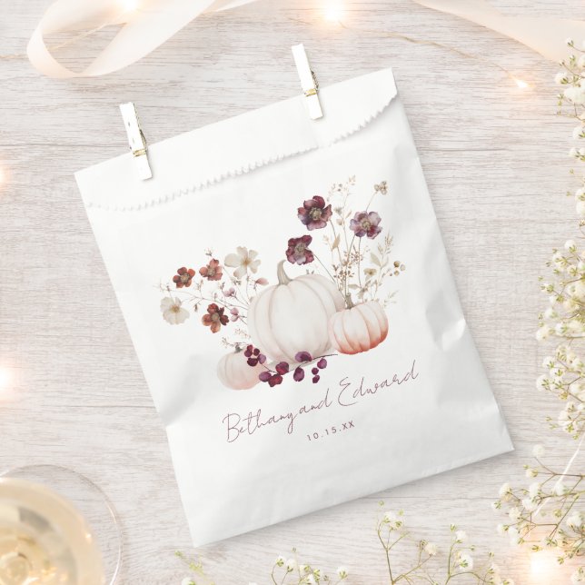 Sacolinha Boho Fall Floral Pumpkin Casamento (Cortado)