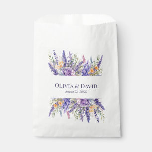 Sacolinha Boho Lilás Aquarela Casamento de Flores Silvestres