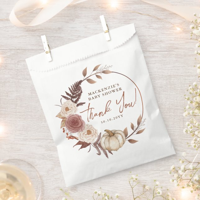 Sacolinha Boho Pumpkin Fall Autumn Floral Chá de fraldas (Cortado)