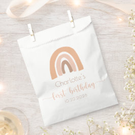 Sacolinha Boho Rainbow Pink Pastel Primeiro Aniversário