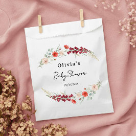 Sacolinha Boho red floral Baby Shower wildflower watercolor