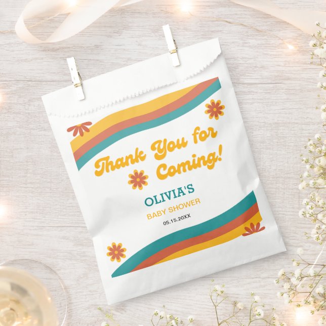 Sacolinha Boho Retro Sunshine Obrigado Chá de fraldas (Cortado)