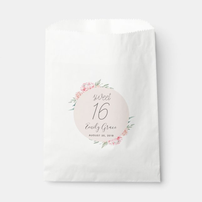 Sacolinha Boho Rustic Floral Sweet 16 Obrigado Favor Bag (Frente)