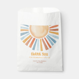 Sacolinha Boho sunshor festa de aniversário solar favorece e