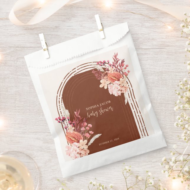 Sacolinha Boho Terracotta - Chá de fraldas de Arca Floral (Cortado)