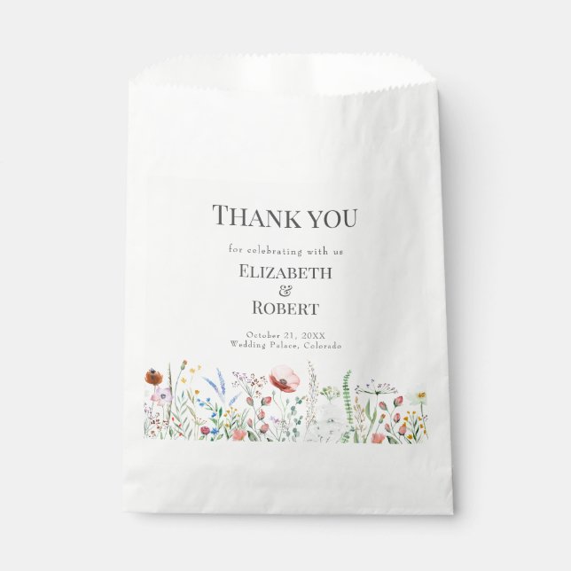 Sacolinha Boho Watercolor Wildflower Meadow (Frente)